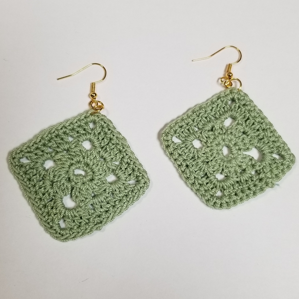 Elegant Green Crochet Earrings